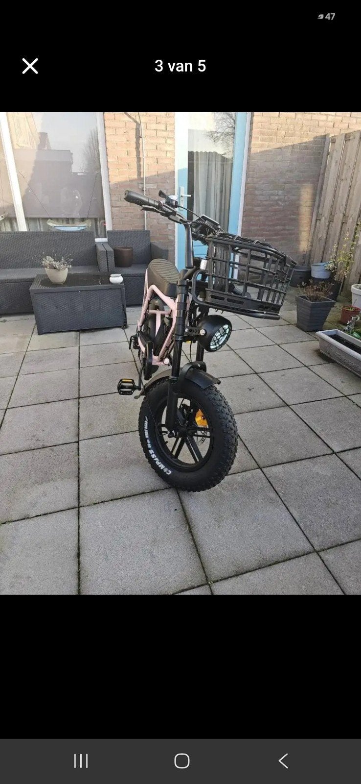 Roze Fatbike met mandje en dikke banden, Zo goed als nieuw, 51 tot 55 cm, 30 tot 50 km per accu, Ophalen