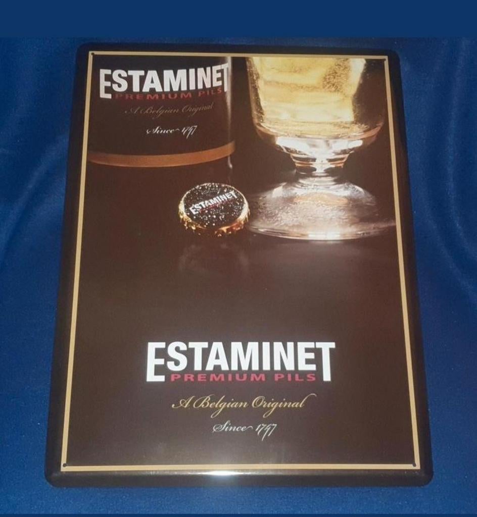 estaminet bier wandbord van stevige kwaliteit., Verzamelen, Biermerken, Ophalen of Verzenden, Gebruikt, Reclamebord, Plaat of Schild