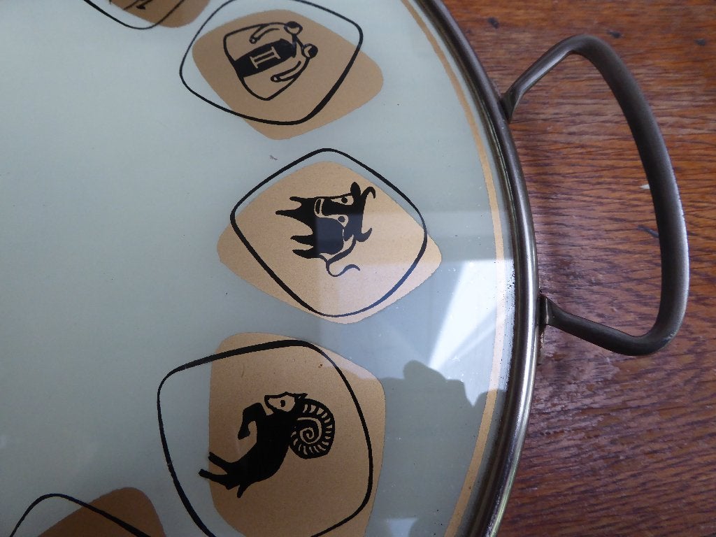 Vintage taartschaal met sterrenbeelden, Ophalen of Verzenden