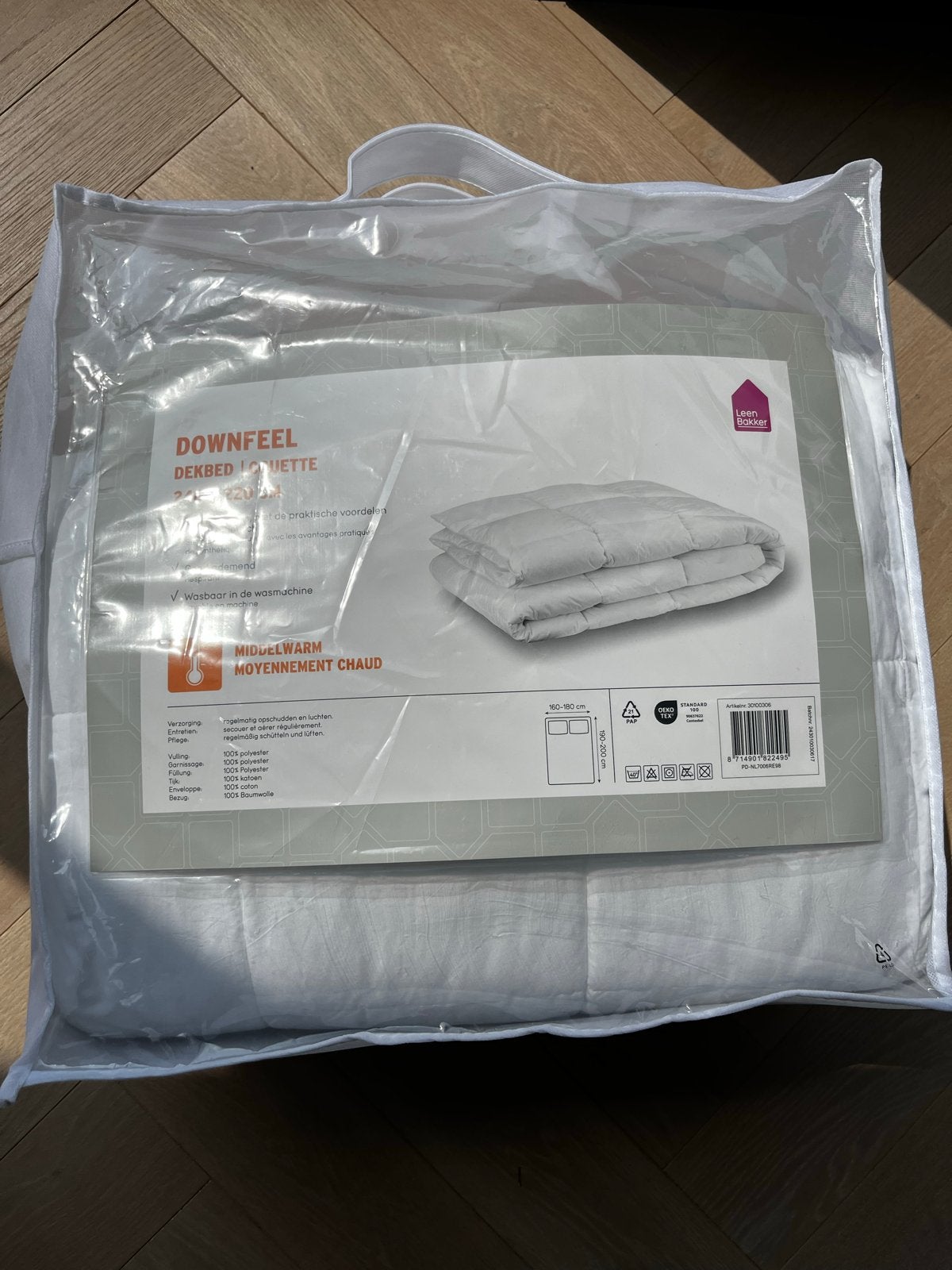 Downfeel Dekbed Middelwarm 240x220cm - Leen Bakker, Ophalen, Eenpersoons, Wit, Nieuw