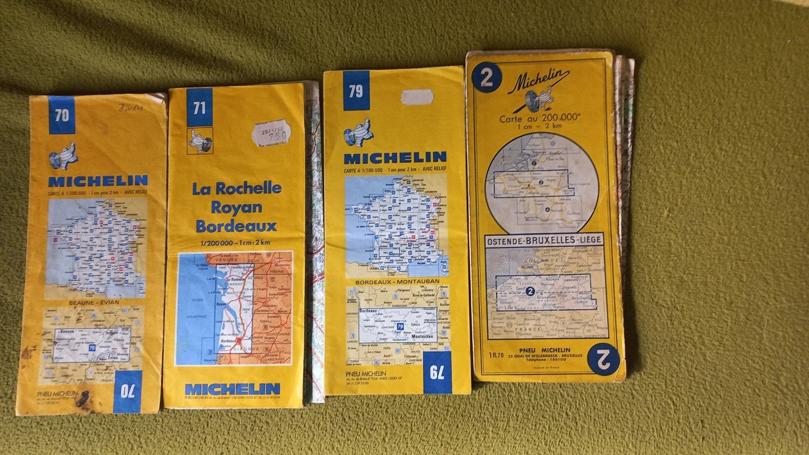 4 oude Michelin landkaarten, Gelezen, Ophalen of Verzenden, Landkaart, 1800 tot 2000