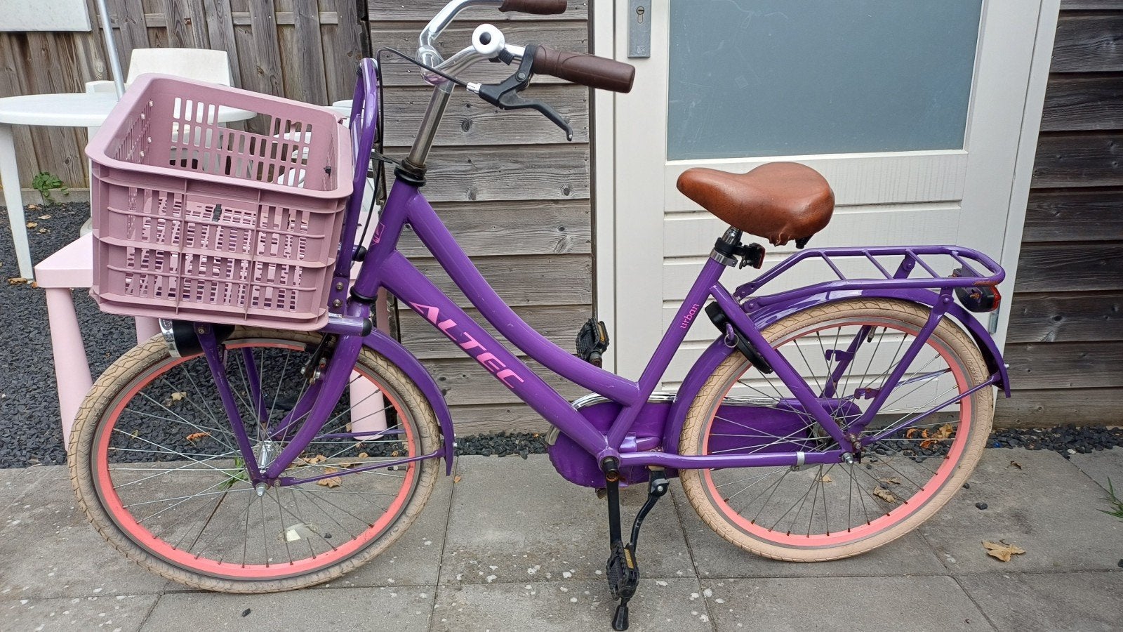 Altec Urban Damesfiets Paars met Roze Mand, Velgrem, 50 tot 53 cm, Ophalen, Overige merken