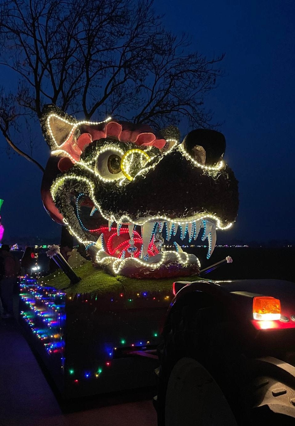 Verlichte wolvenkop carnavalswagen, Hobby en Vrije tijd, Ophalen, Gebruikt, Versiering, Carnaval