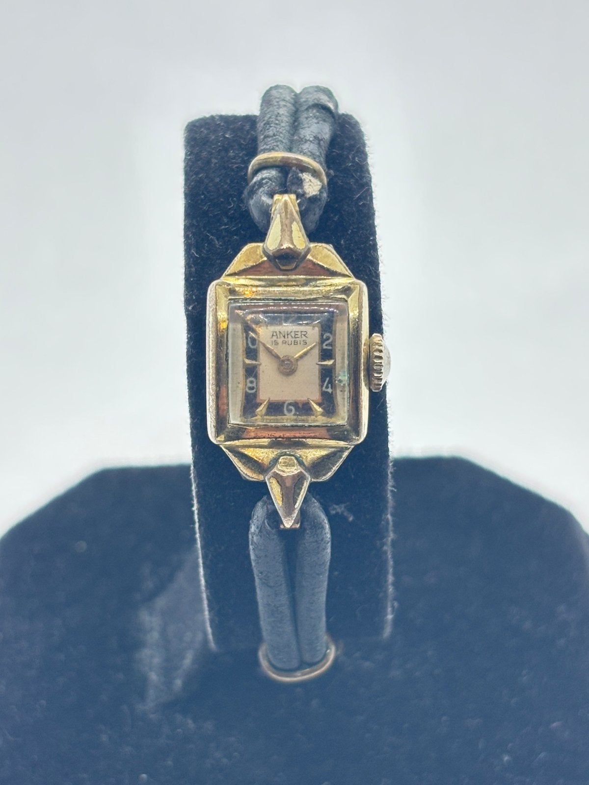 Anker vintage dames horloge ‘handopwinder’, Overige merken, Overige materialen, Leer, Polshorloge