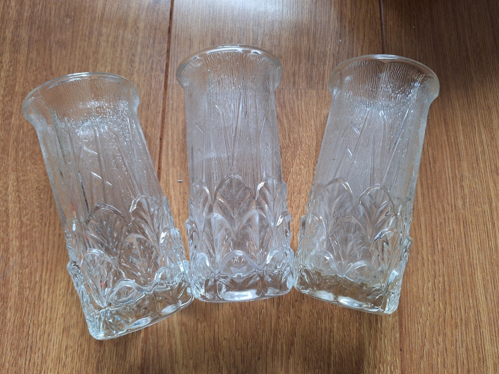 3 stuks Fidenza Vaas Italy Persglas Bladmotief Jaren 60-70, Ophalen of Verzenden