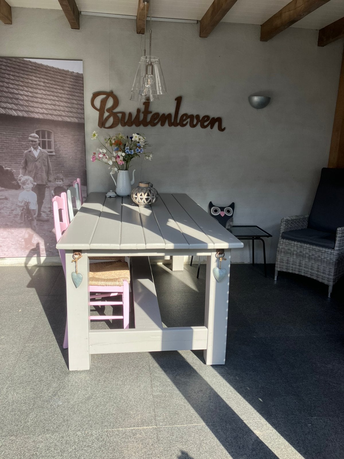 Zware degelijke tuintafel, Tuin en Terras, Tuintafels, Ophalen, Gebruikt, Rechthoekig, Hout
