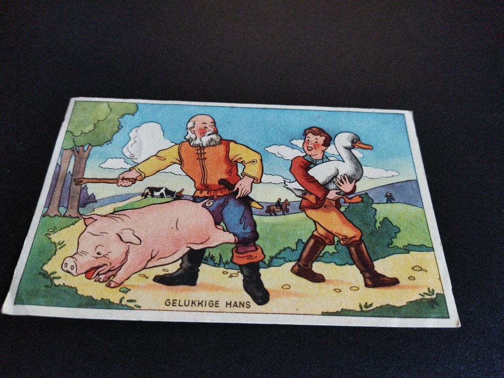 Vintage ansichtkaart Gelukkige Hans, Verzamelen, Ophalen of Verzenden, 1940 tot 1960, Gelopen, Overige thema's