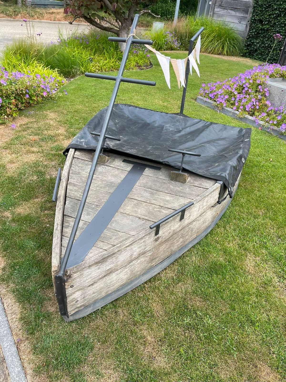Zandbak, eiken boot op wielen, Ophalen, Zo goed als nieuw
