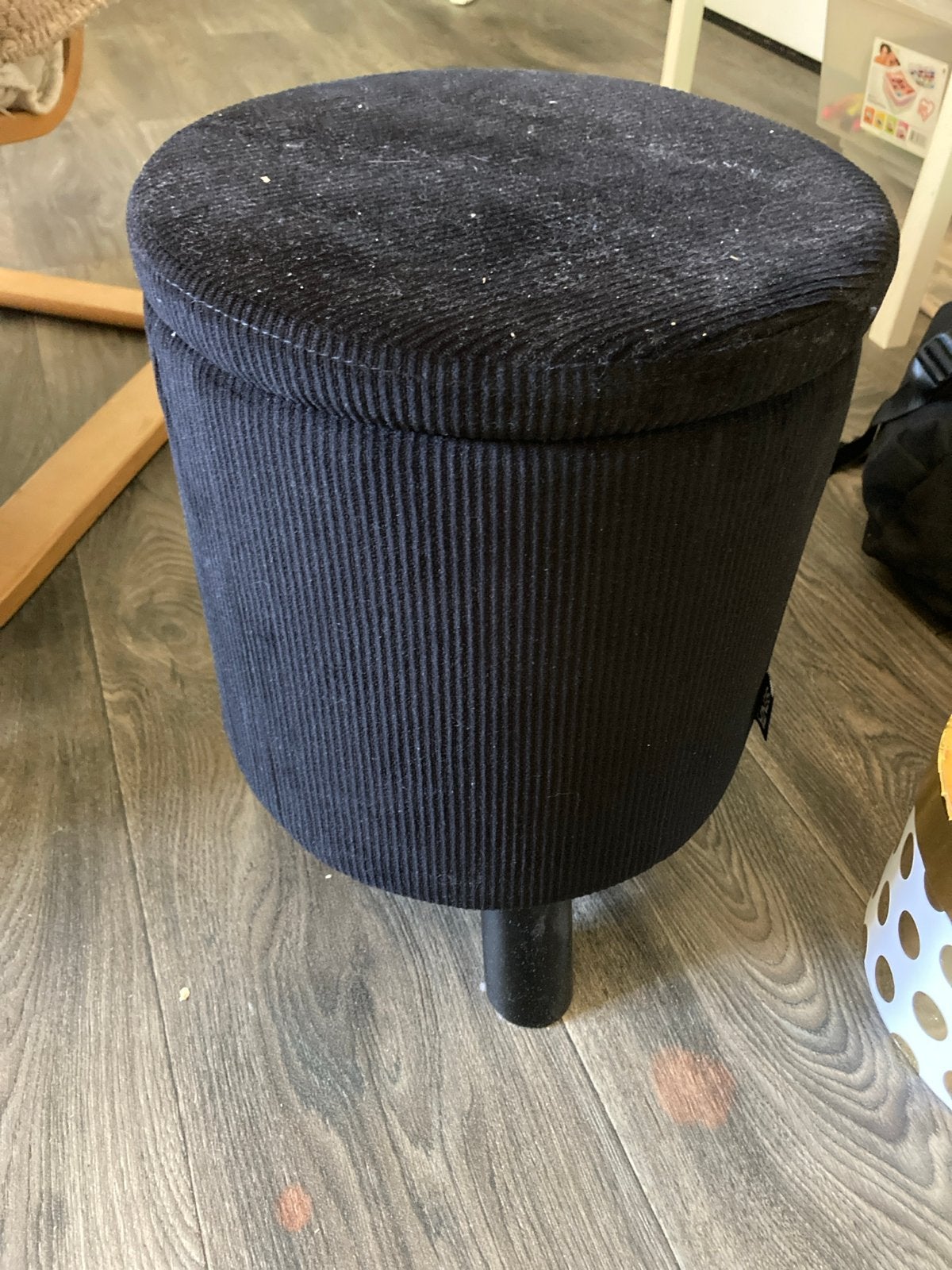 Senza poef met opbergruimte, donkerblauw ribstof, Ophalen of Verzenden, Gebruikt, Overige materialen