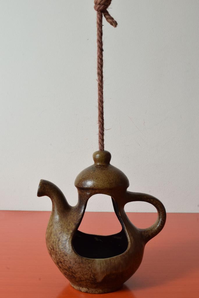 Retro vintage hang bloempot / plantenhanger - Model theepot, Ophalen of Verzenden