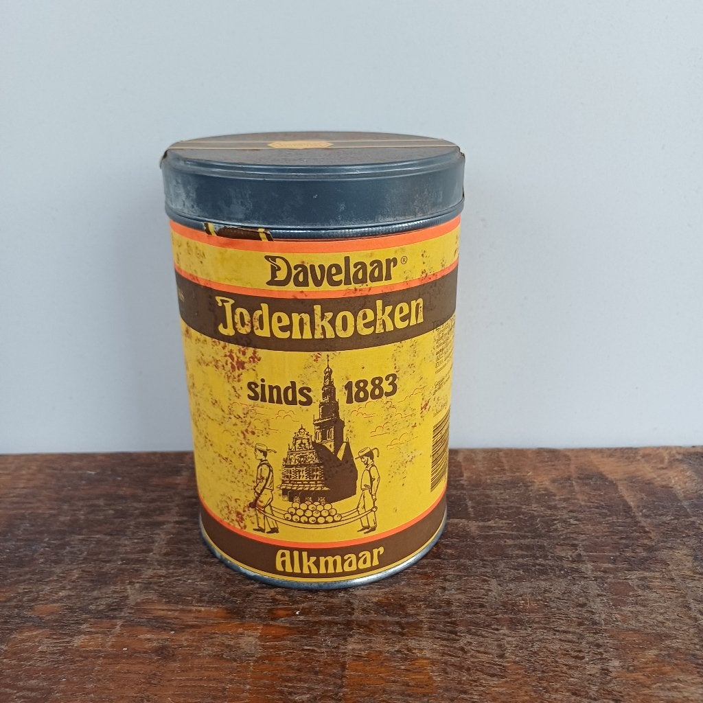 Vintage Davelaar Jodenkoeken blik Alkmaar sinds 1883, Verzamelen, Ophalen of Verzenden, Gebruikt, Koek(jes), Overige merken