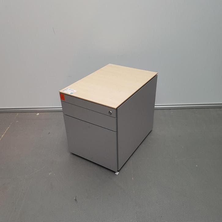 Prachtig ladeblok STEELCASE zilvergrijs met ahorn blad, Huis en Inrichting, Kasten | Ladekasten, Ophalen, Minder dan 50 cm, Gebruikt