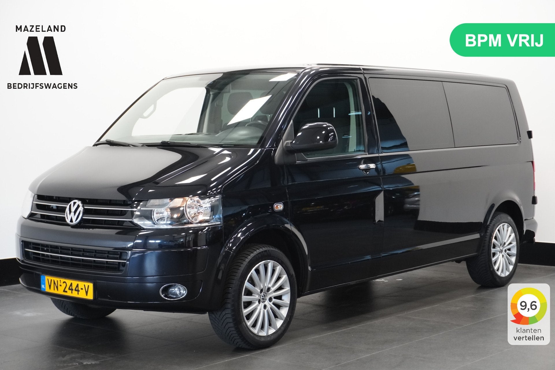 Volkswagen Transporter 2.0 TDI L2 DC Automaat 180PK - Airco, Auto's, Euro 5, Stof, Gebruikt, Zwart
