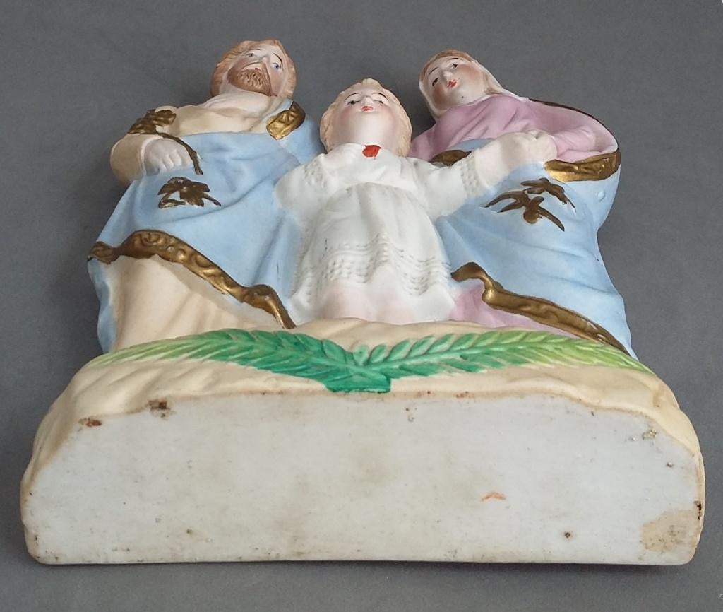 1850-1900 Biscuit Porselein Beeld Sculptuur HEILIGE FAMILIE, Ophalen of Verzenden