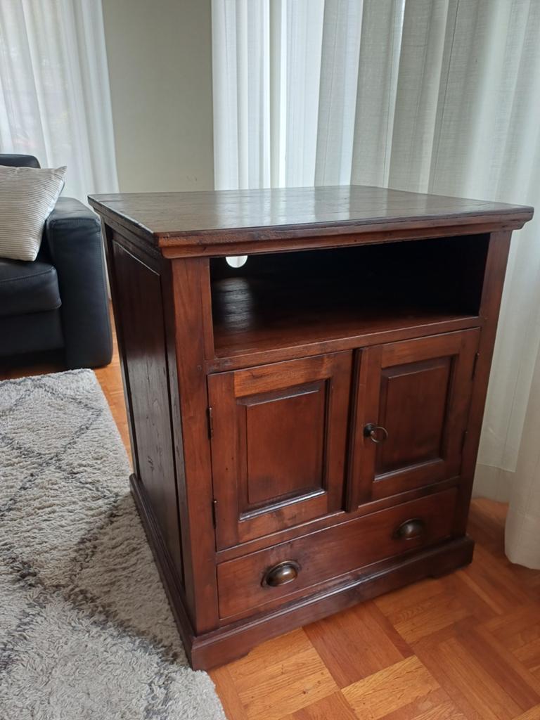 Teak houten kasje 77cm hoog,64,5cmbreed,57cm diep, Minder dan 50 cm, Gebruikt, Ophalen of Verzenden, Minder dan 100 cm