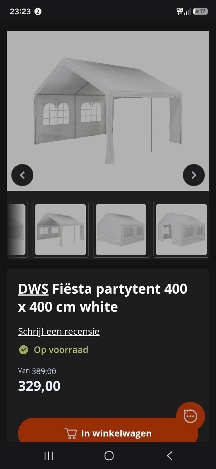 Mooie partytent 400 x 400, Tuin en Terras, Partytenten, Ophalen, Partytent, Minder dan 5 meter, Zo goed als nieuw