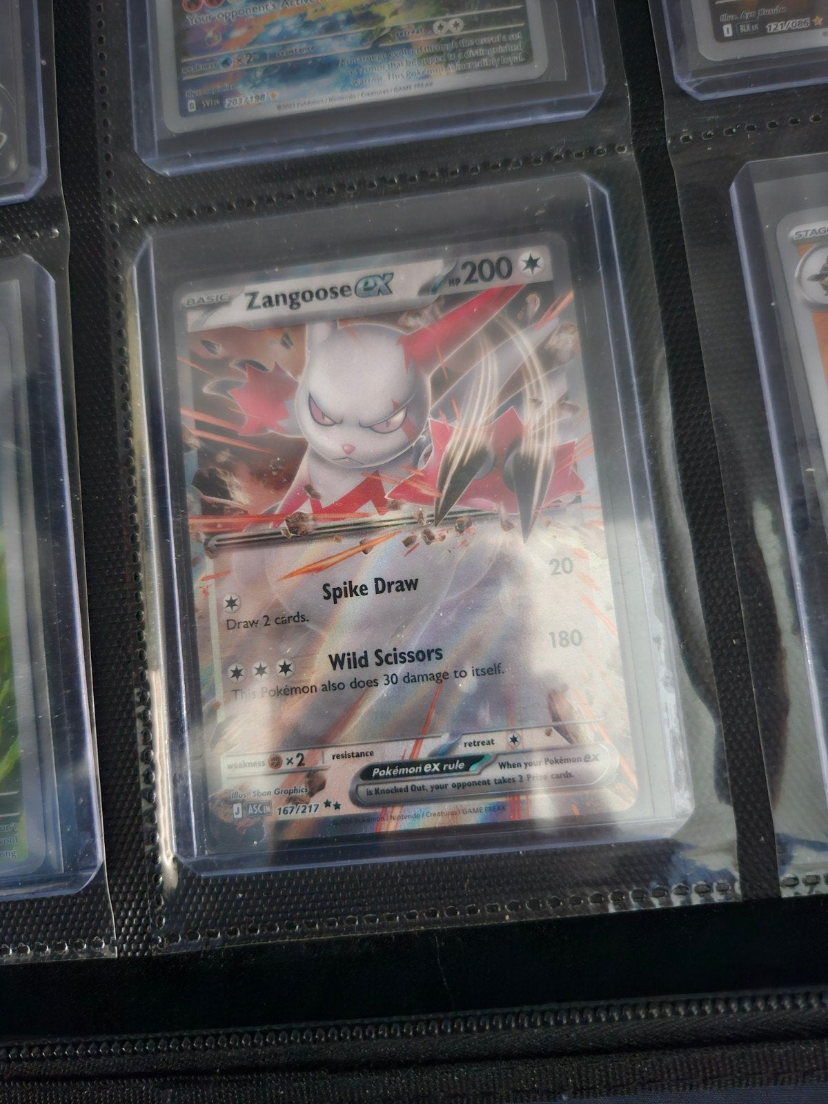 Pokemon Zangoose ex 167/217 Ascended Heroes, Hobby en Vrije tijd, Verzamelkaartspellen | Pokémon, Ophalen of Verzenden, Zo goed als nieuw