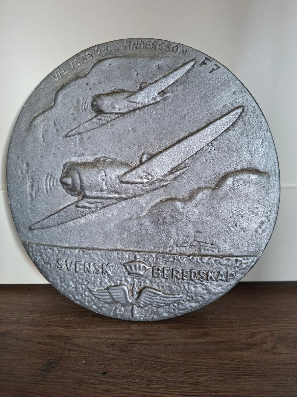 Zeldzame Zweedse Beredskap Medaille 1944 - Vliegtuigmotief, Ophalen of Verzenden