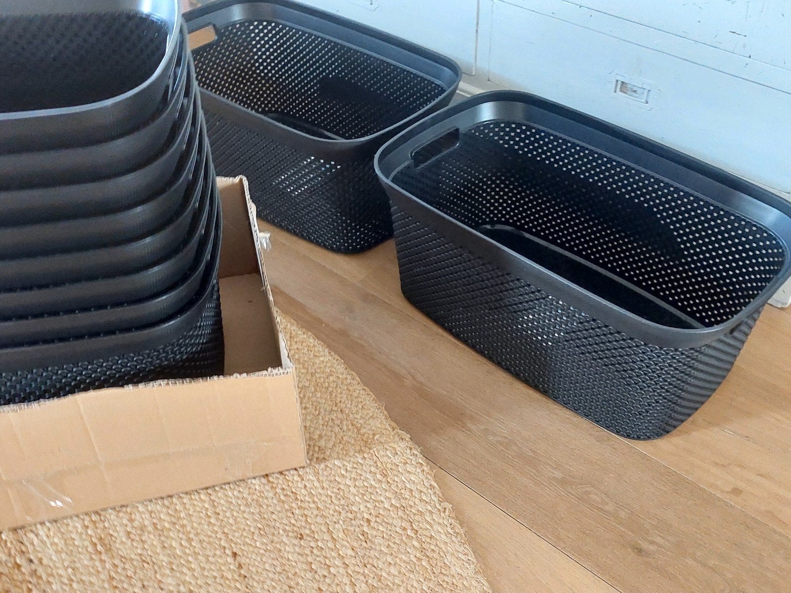 10 zwarte wasmanden, Nieuw!, Kunststof, Minder dan 30 cm, Rond, Nieuw