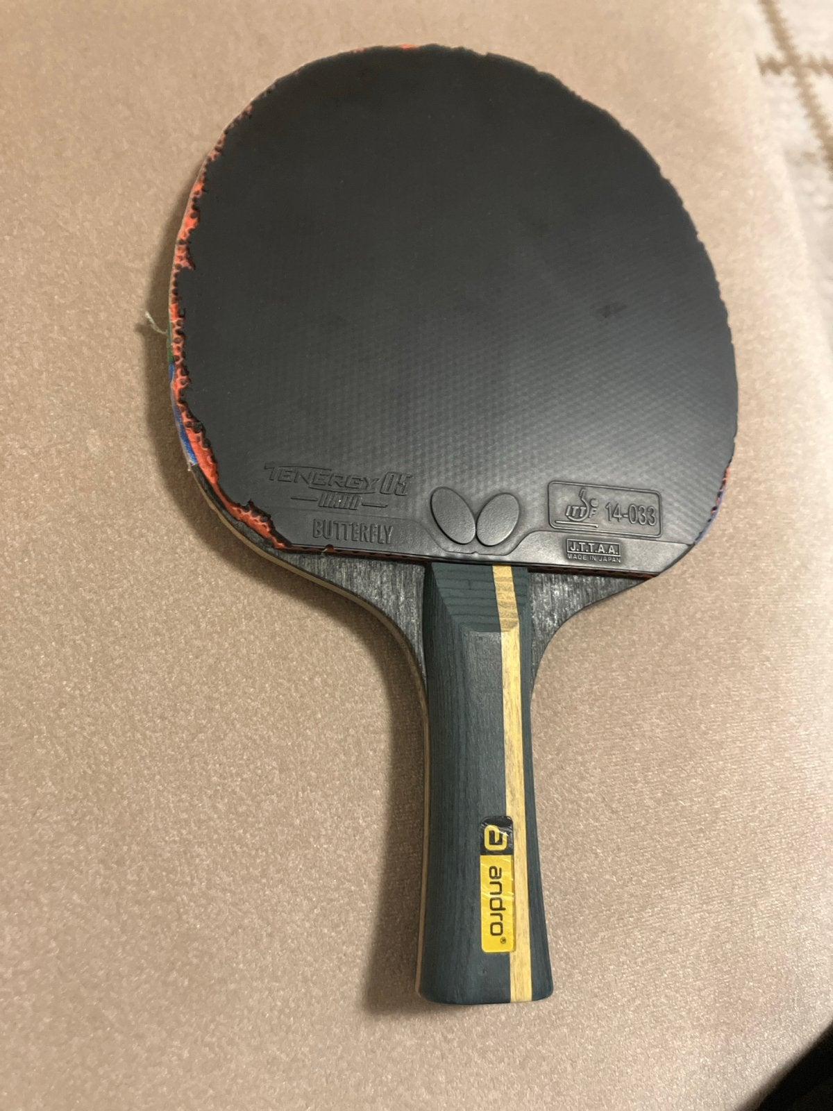 Andro Inizio ALL Tafeltennisbatje met Butterfly Tenergy rubb, Sport en Fitness, Ophalen of Verzenden, Gebruikt, Net, Batje(s) of Balletje(s)