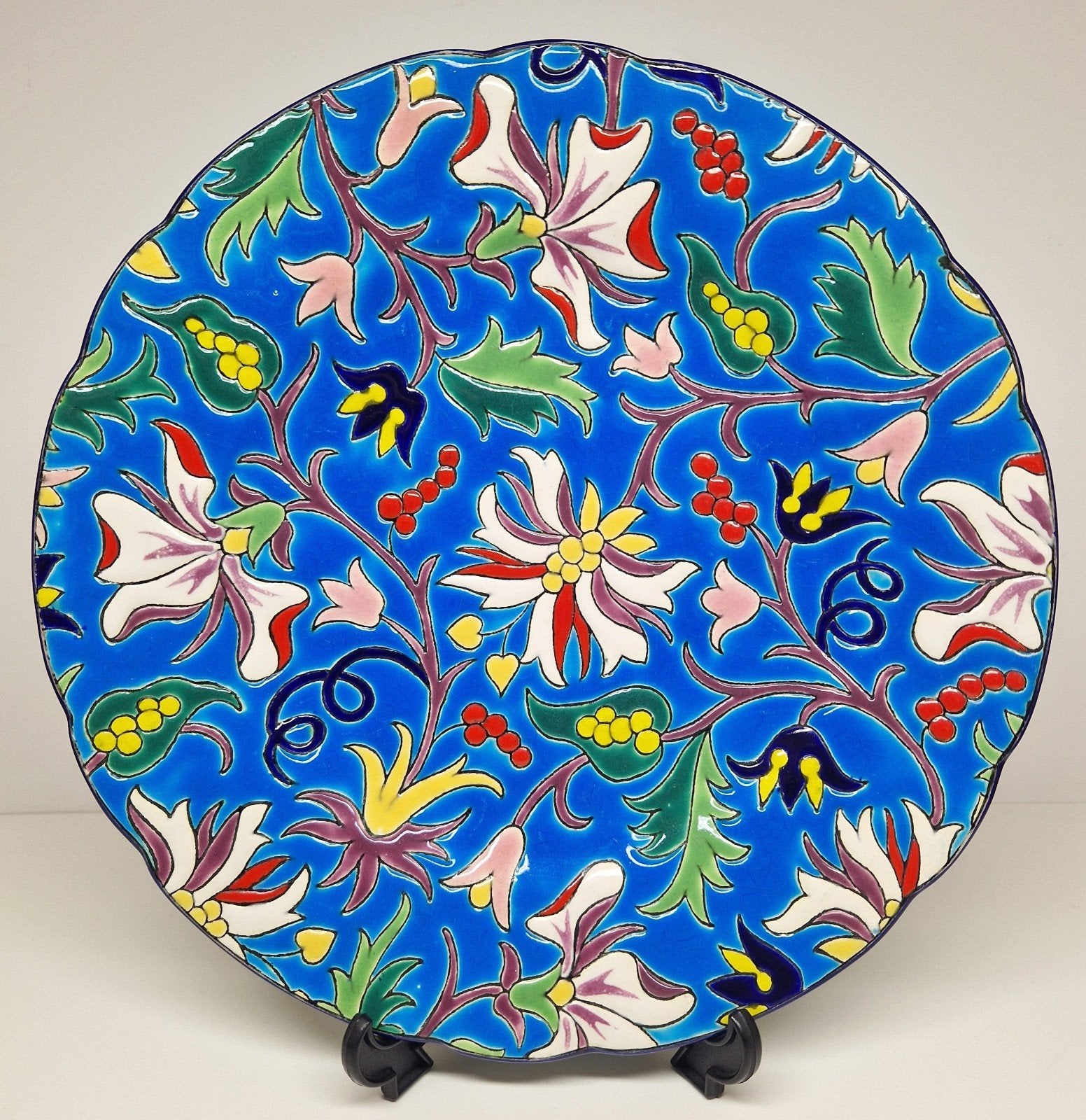 Emaux de Longwy Art Deco stijl sierbord floraal decor 652., Ophalen