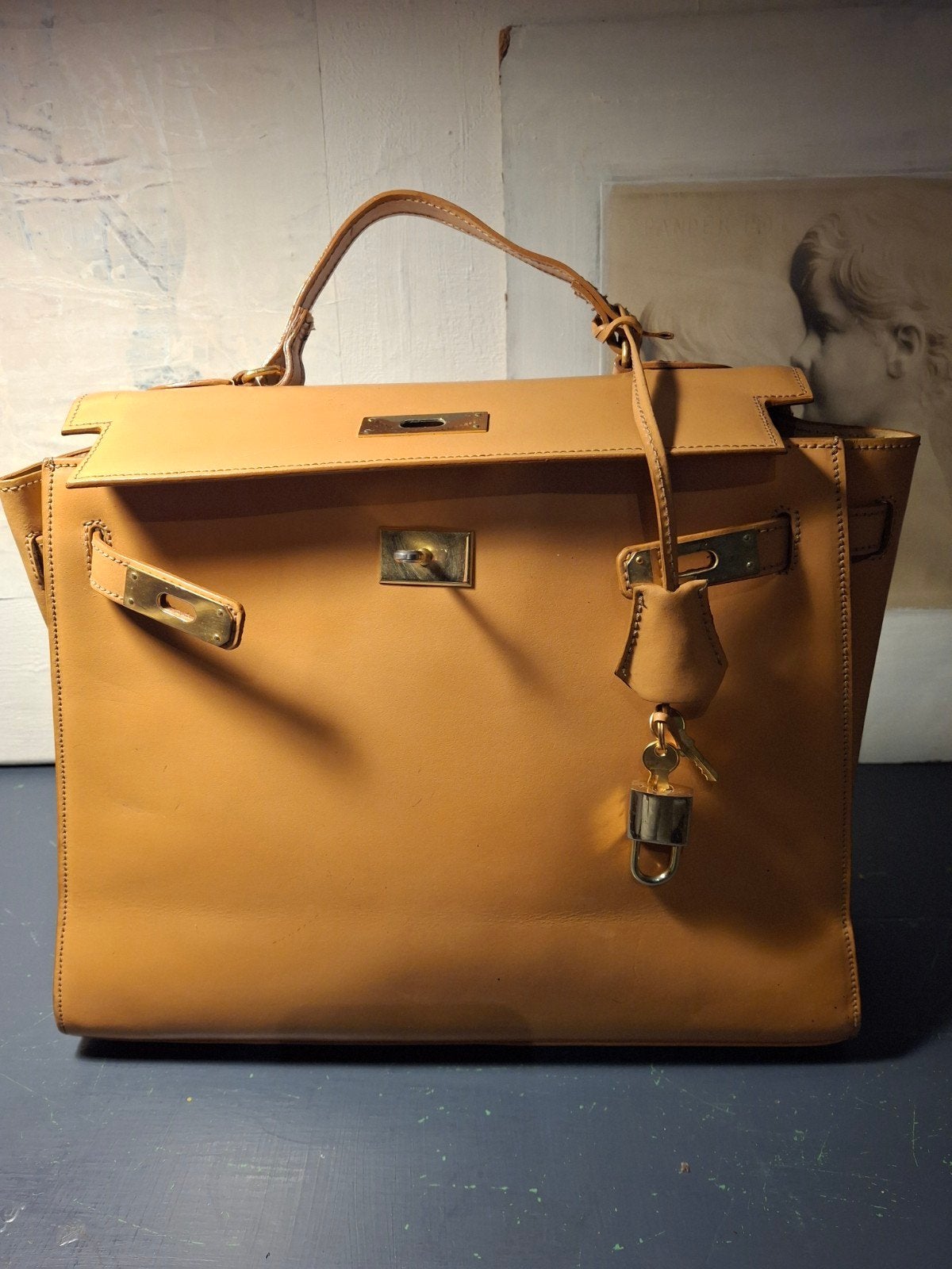 Kunst leder Tas, Ophalen of Verzenden, Gebruikt, Bruin, Handtas