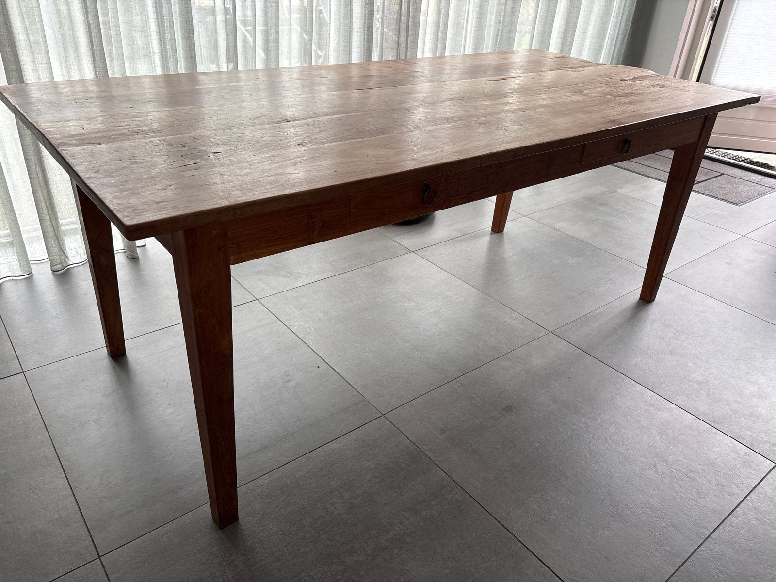 Robuuste teak houten eettafel met lades - 200x95 cm, Antiek en Kunst, Antiek | Meubels | Tafels, Ophalen