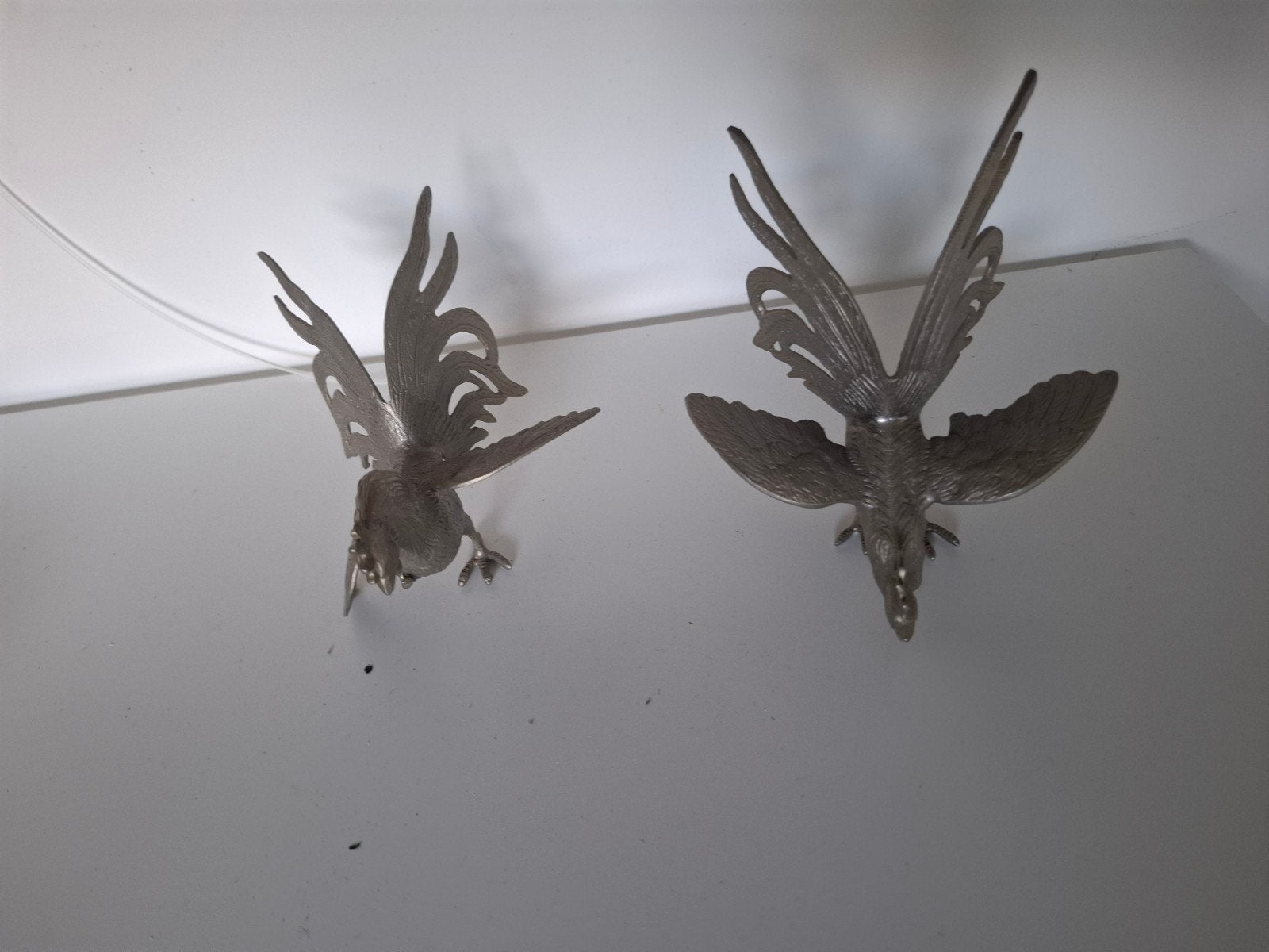 Set van 2 metalen kippen beeldjes, Ophalen of Verzenden, Zo goed als nieuw, Dier