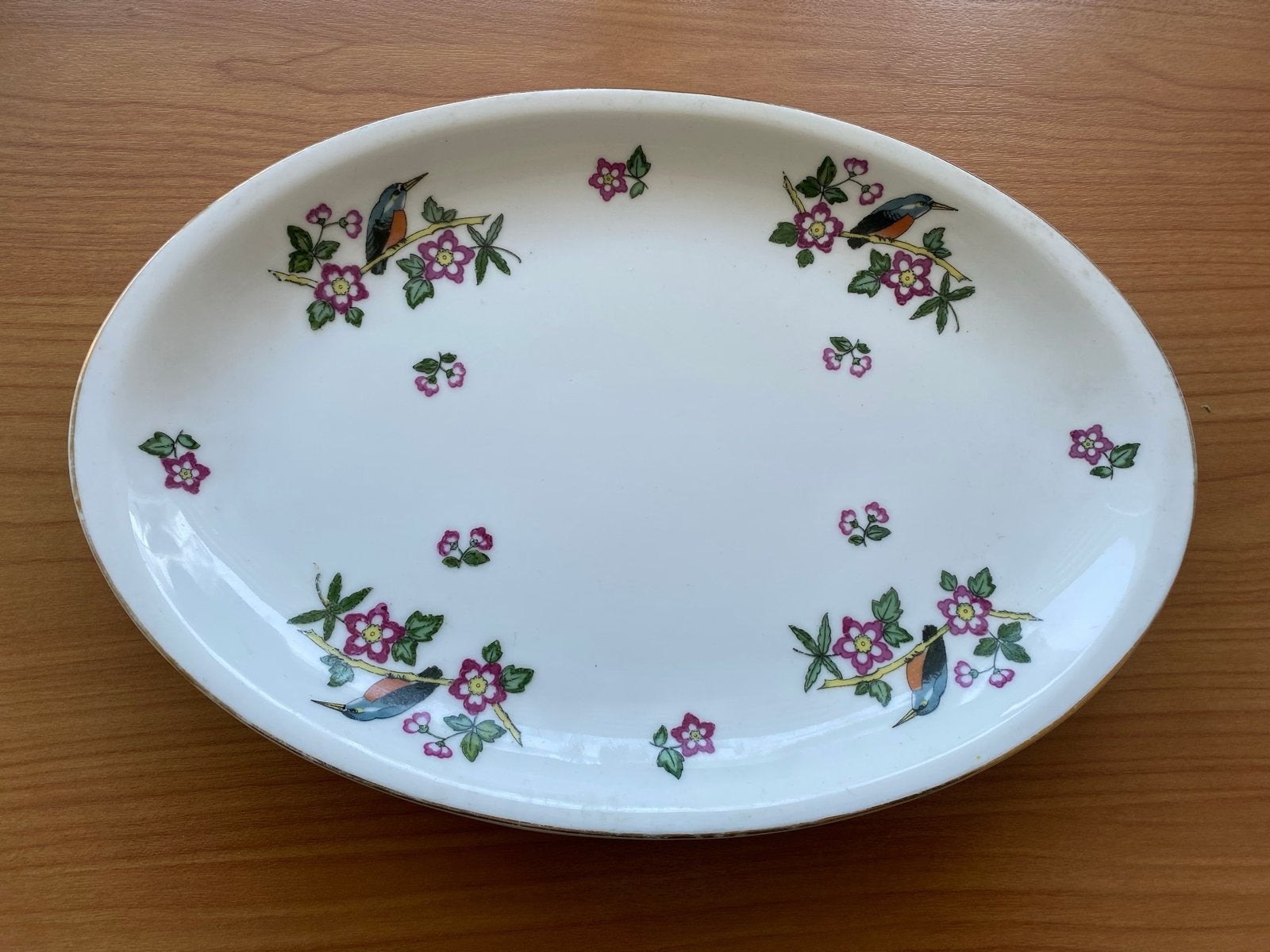 Vintage Puls Empire Serveerschaal met Bloemen en Vogels, Ophalen of Verzenden