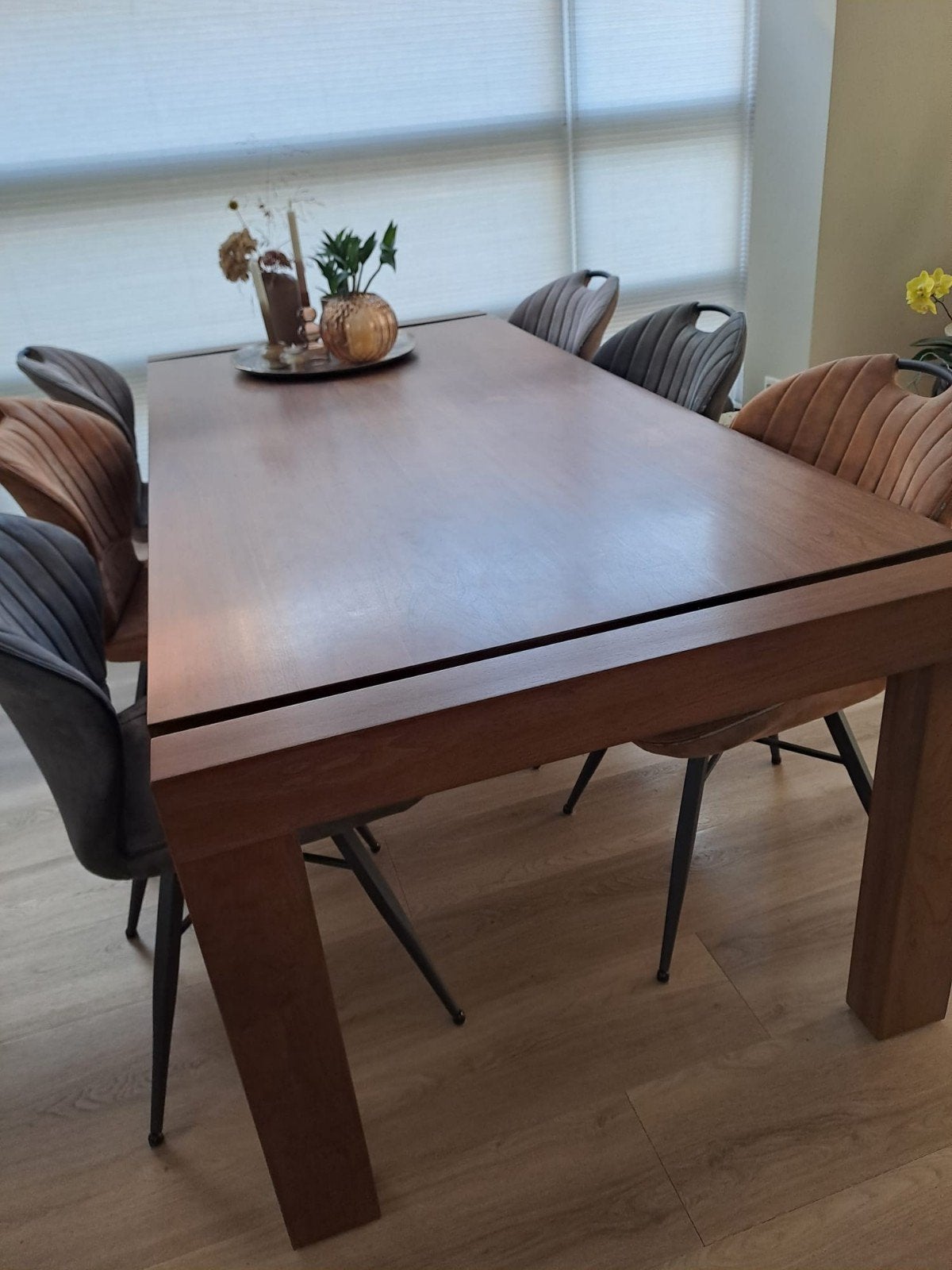Prachtige tafel van notenhout, Ophalen, Gebruikt, 100 tot 150 cm, 200 cm of meer