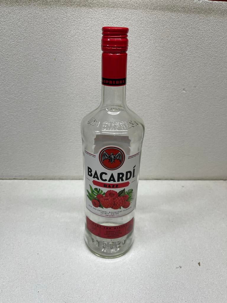 Lege Bacardi Razz fles - 1 liter, Ophalen of Verzenden, Gebruikt, Overige typen