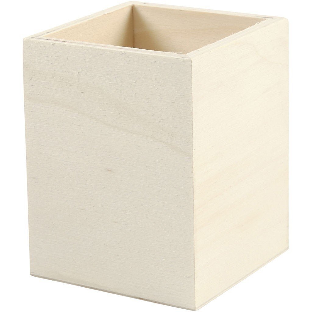 Triplex hout pennenbak 7,5 x 7,5 x 9,5 cm, ., Nieuw, ., Knutselmateriaal