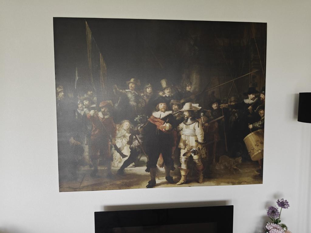 canvas schilderij de nachtwacht, Ophalen, 125 cm of meer, Zo goed als nieuw, Schilderij