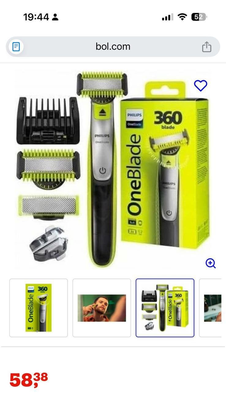 De Philips OneBlade 360is een hybride trimmer scheerapparaat, Ophalen, Nieuw, Scheren en Epileren