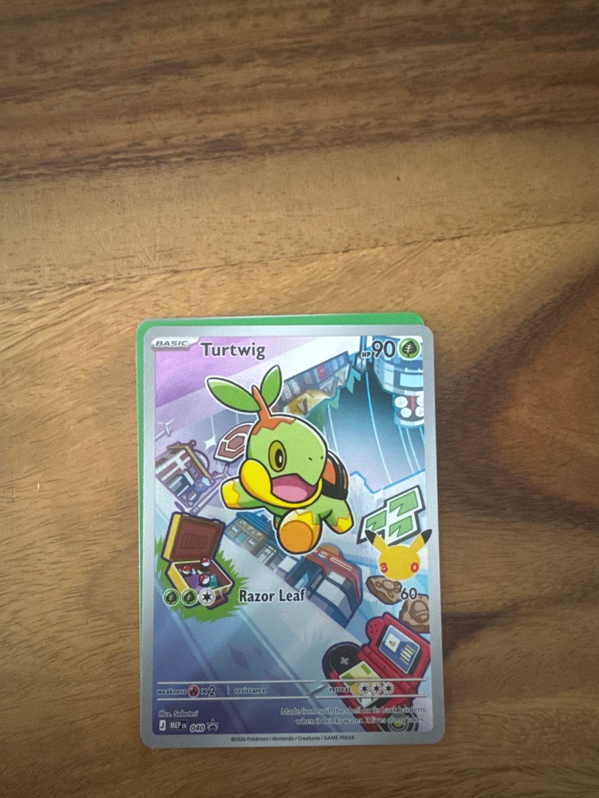 Turtwig Pokémon Kaart - Basic, HP 90, Razor Leaf, Ophalen of Verzenden, Zo goed als nieuw, Losse kaart
