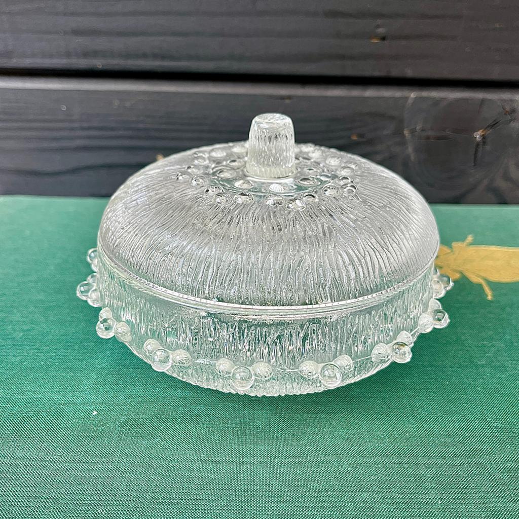 Vintage glazen bonbonschaaltje met druppels, Ophalen of Verzenden