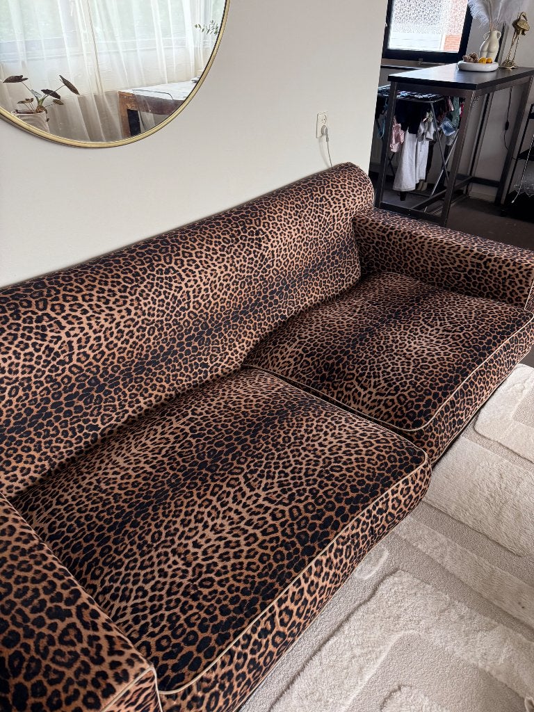 Bank panterprint sofa, Huis en Inrichting, Ophalen, Gebruikt, Cheetah / Panter, 75 tot 100 cm