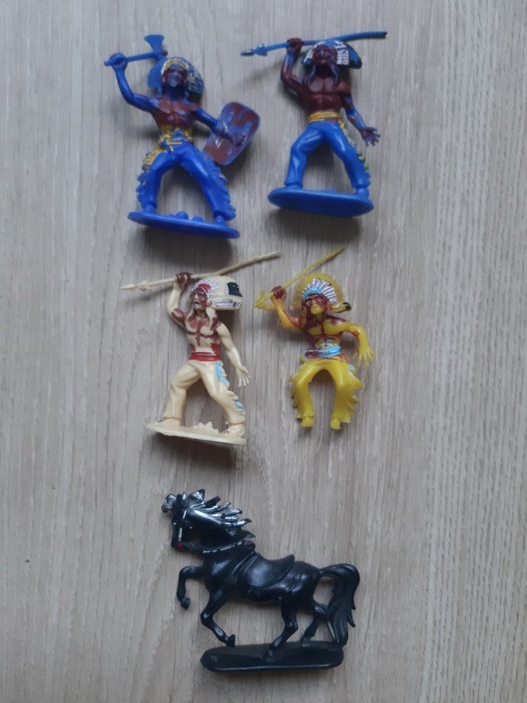 Vijf Jean Höfler figuren (indianen met paard), Verzamelen, Ophalen of Verzenden, Gebruikt