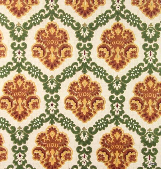 5712 Vintage barok behang oker groen klassiek retro swiet, Ophalen of Verzenden, Minder dan 10 m², Groen