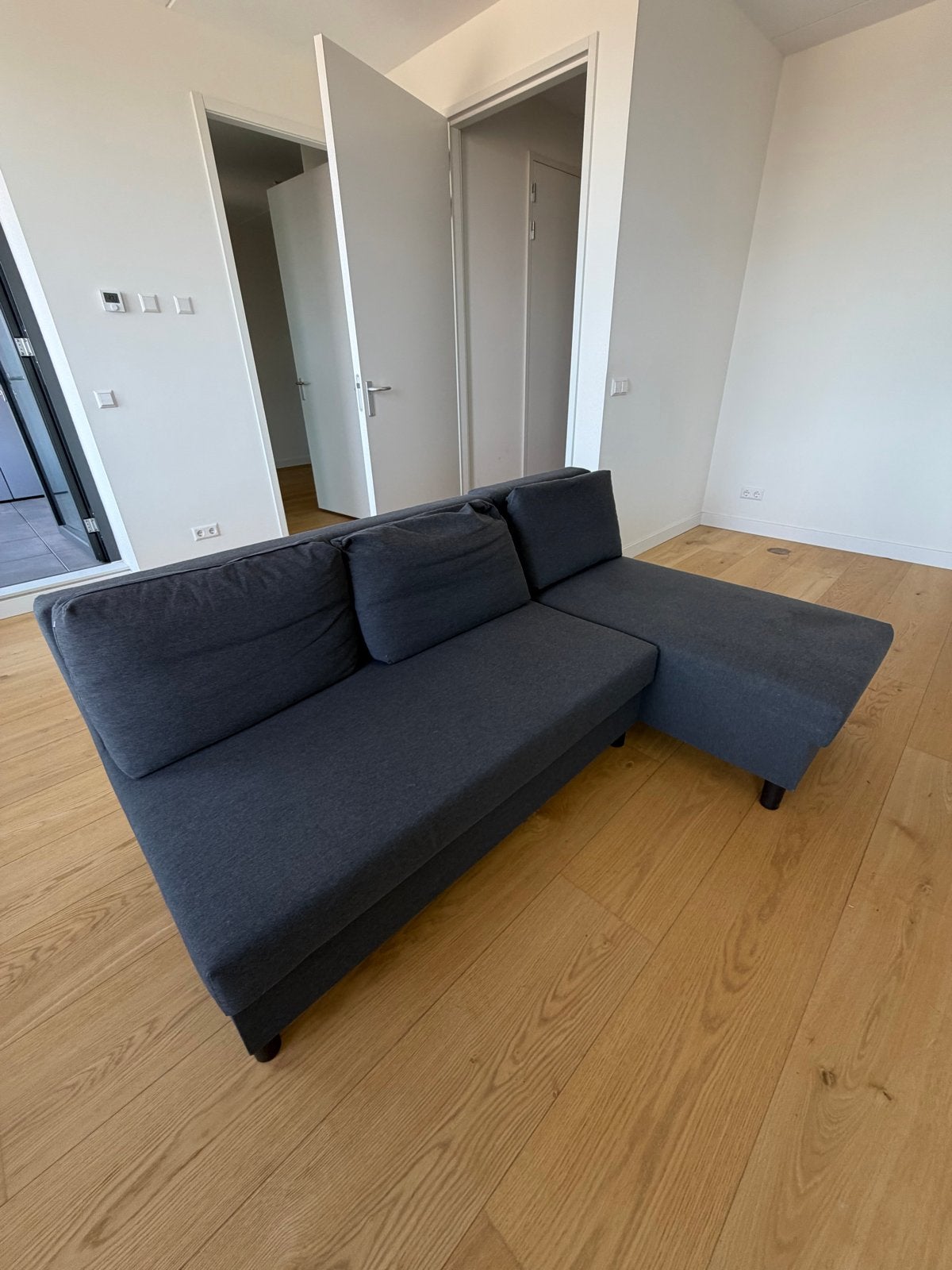 IKEA ALVDALEN sofabed with chaise longue, Ophalen, 100 tot 125 cm, 150 tot 200 cm, Driepersoons