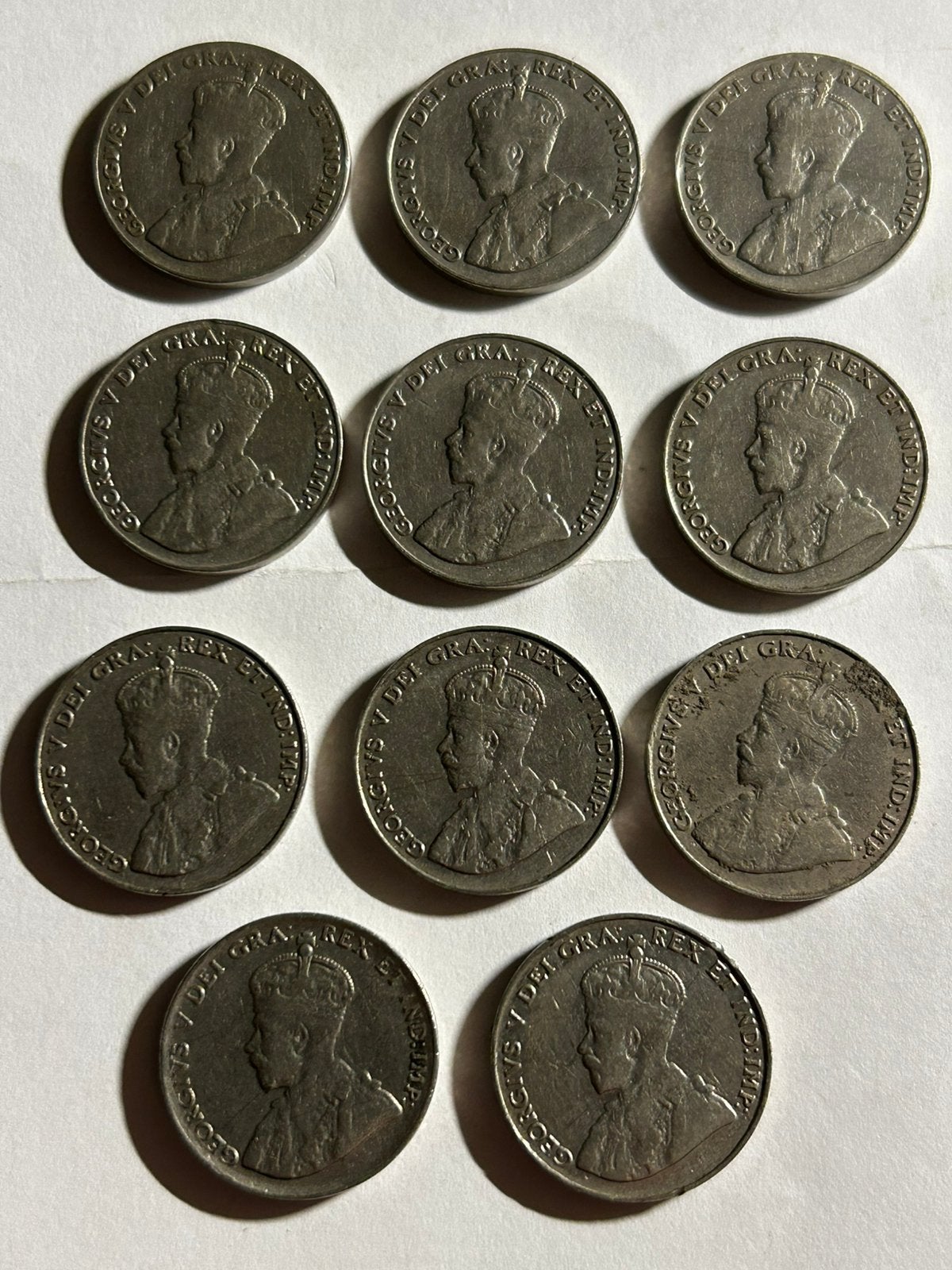 11x Zeldzame Canadese 5 Cent George V Munten (1928-1936), Ophalen of Verzenden, Noord-Amerika