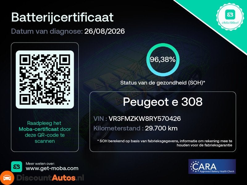 Peugeot E-308 GT Allure EV 54 kWh - SoH 97%, Auto's, Dealer onderhouden, Gebruikt, 156 pk, Geïmporteerd