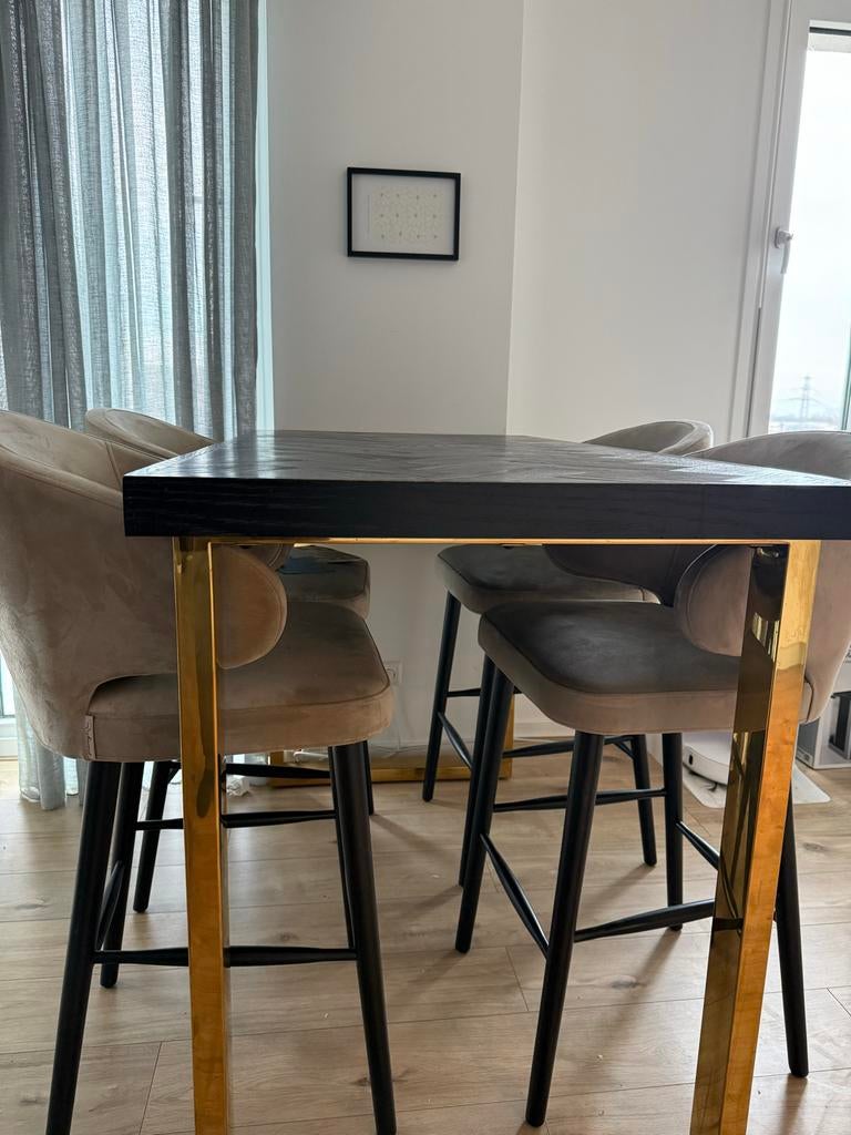 Richmond Bartafel Blackbone Gold 160x80cm, Zo goed als nieuw, 150 tot 200 cm, Vier personen, Rechthoekig