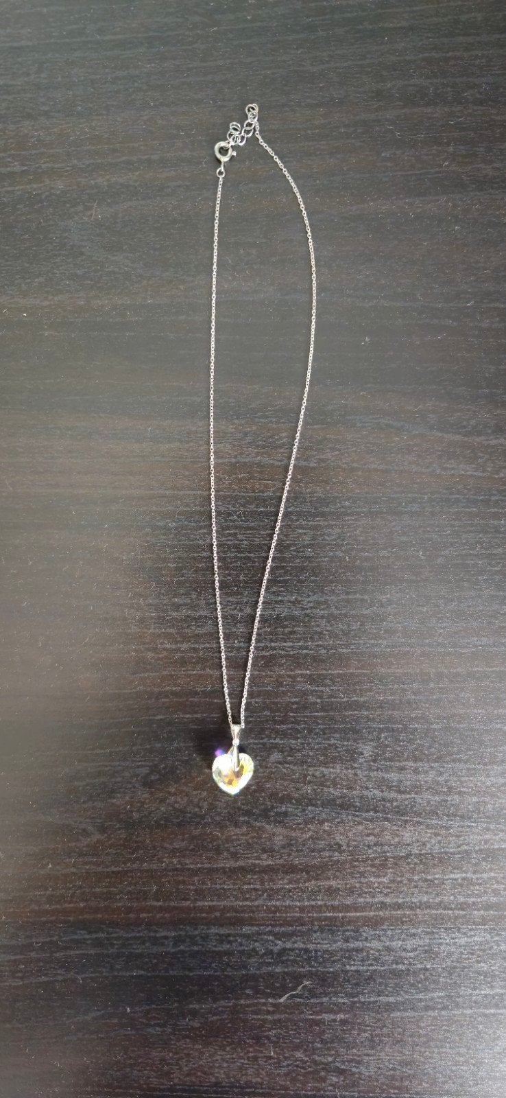 Zinzi echt zilveren ketting met hartvormige hanger, Ophalen of Verzenden, Zo goed als nieuw, Met kristal, Zilver