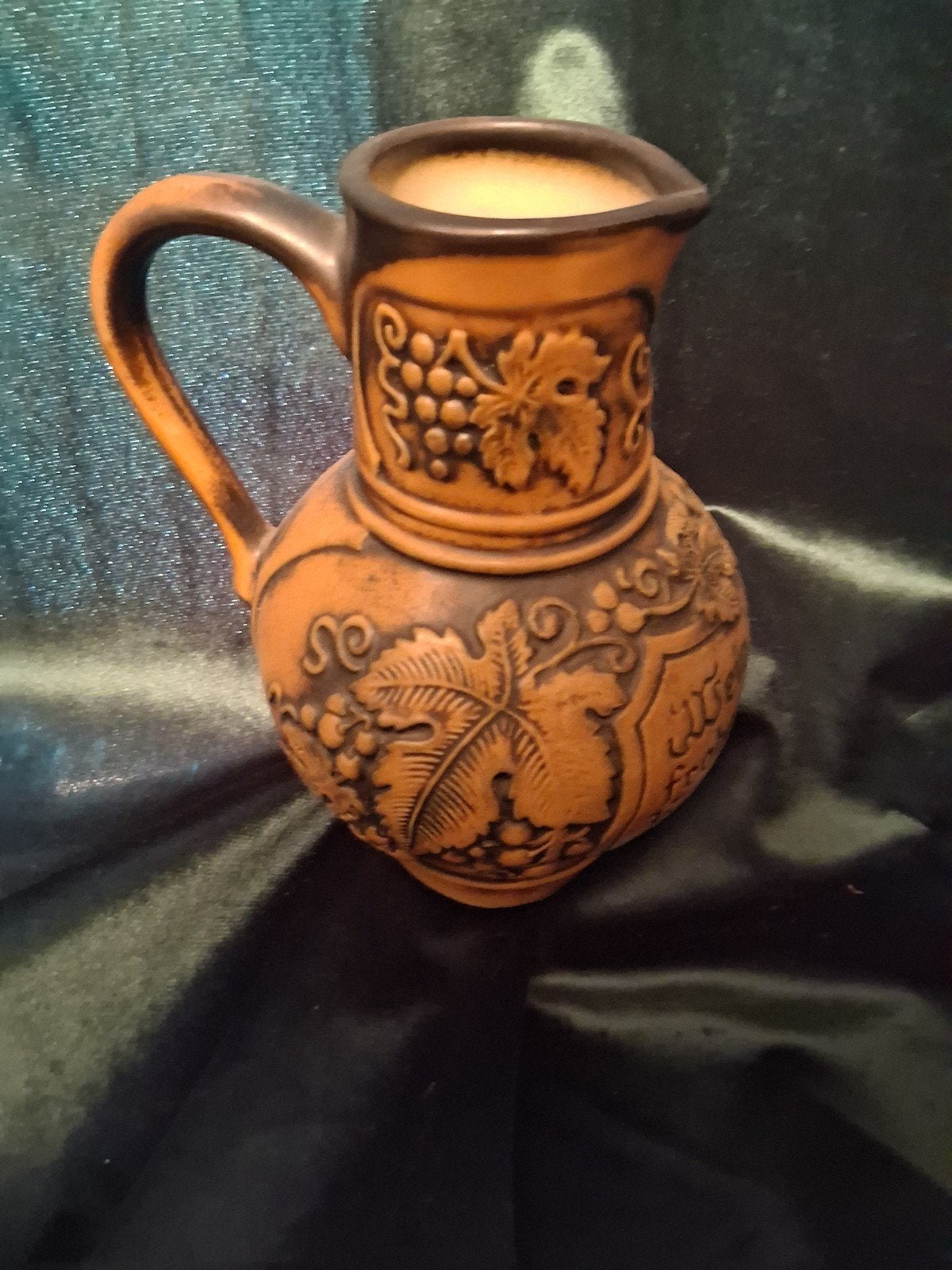 Vintage Gerzit kan met druivenmotief en Duitse tekst, Antiek en Kunst, Ophalen of Verzenden