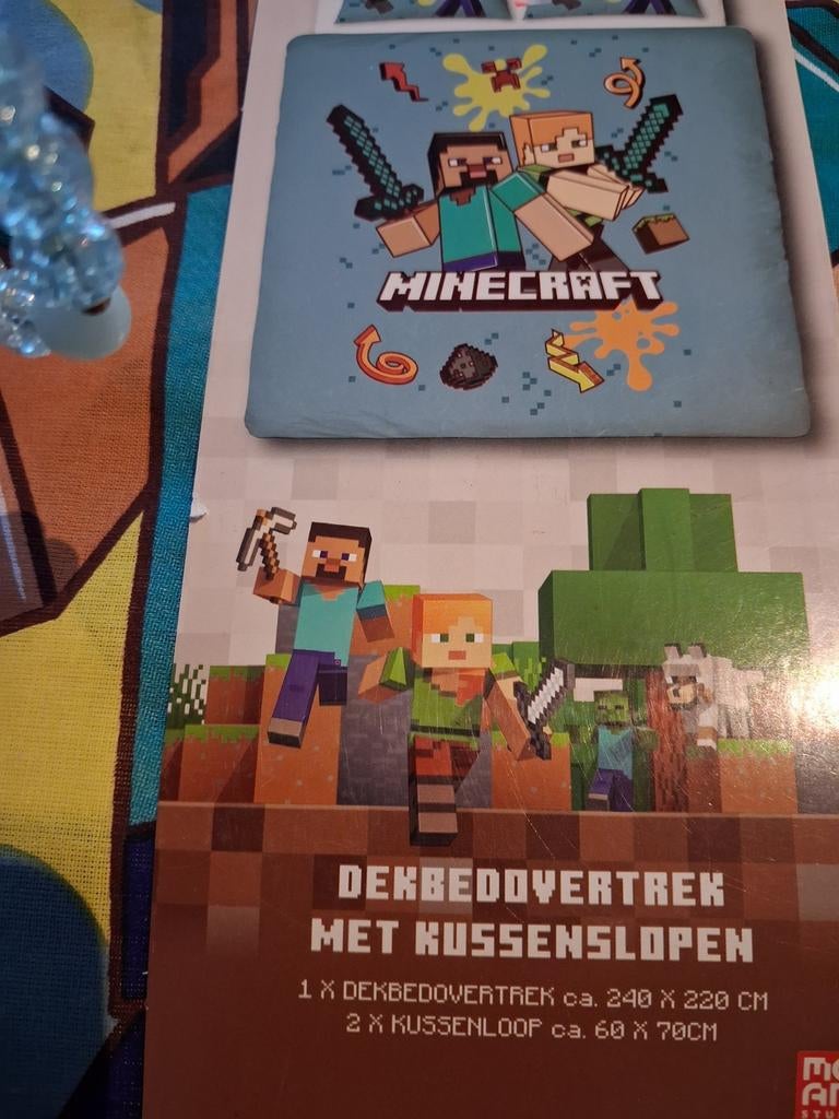 Minecraft dekbedovertrek 240x220 met kussenslopen, Ophalen of Verzenden, Nieuw, Tweepersoons, Dekbedovertrek