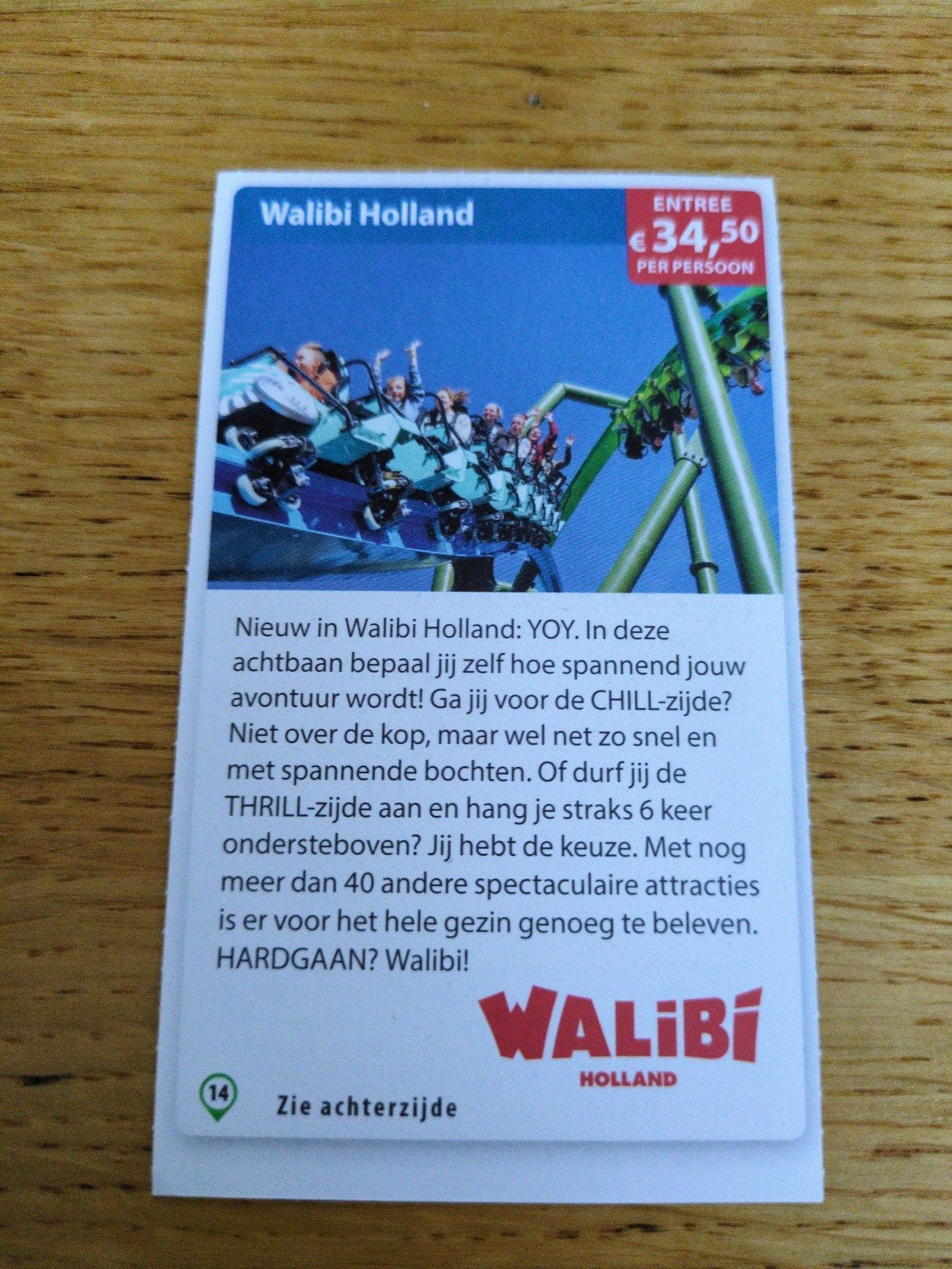 Kortingsbon voor Walibi Holland, 34,50 p.p., Drie personen of meer, Kortingskaart