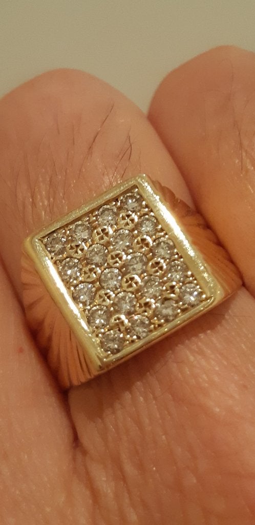 Prachtige Klassieke ring, 20 Briljanten 1.Crt Vvs, 20 of groter, Heer, Ophalen of Verzenden, Zo goed als nieuw