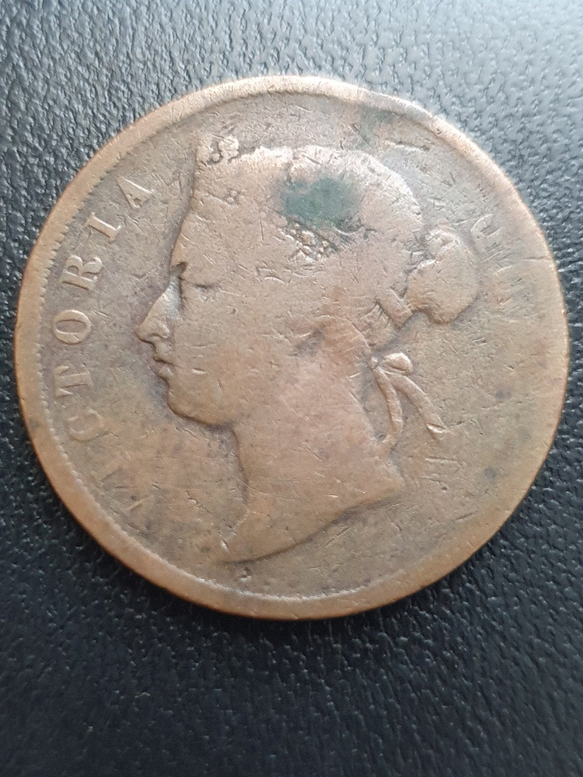 One cent oude munt uit 1877 Strait Settlements., Ophalen of Verzenden, Zuidoost-Azië, Losse munt