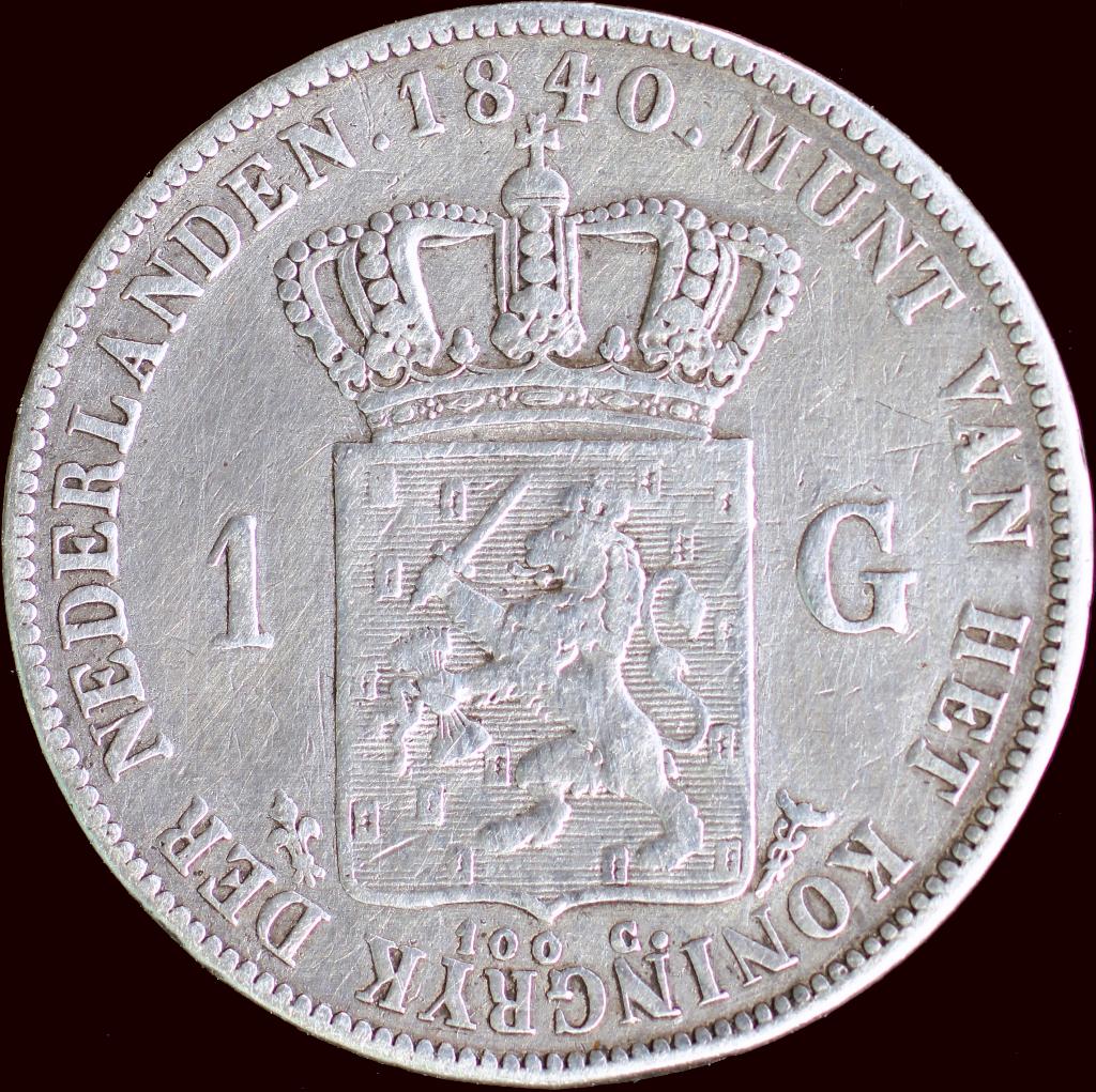 1 Gulden  1840 Willem I, Postzegels en Munten, 1 gulden, Zilver, Ophalen of Verzenden, Koning Willem I